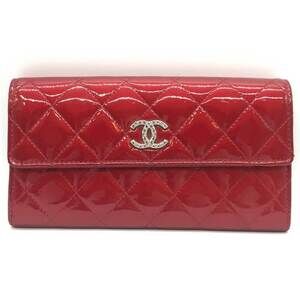 CHANEL Red Coco Mark Wallet